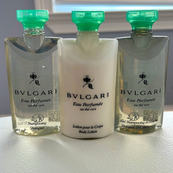 Bulgari Bath New Bvlgari Au The Vert Green Tea Set 3 Soaps Shampoo